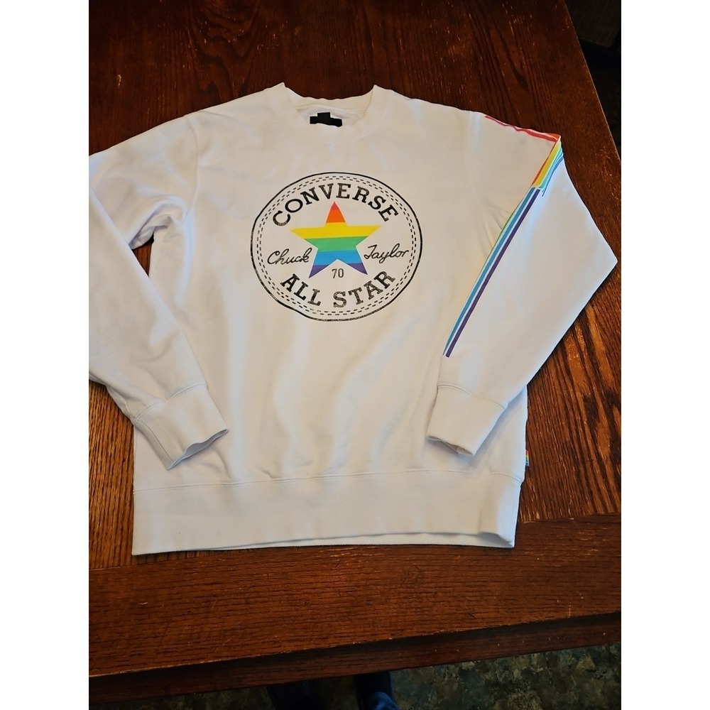 Converse Mens Pride White Oversize‎ Sweatshirt 10018563-A01 sz. XS (A560)